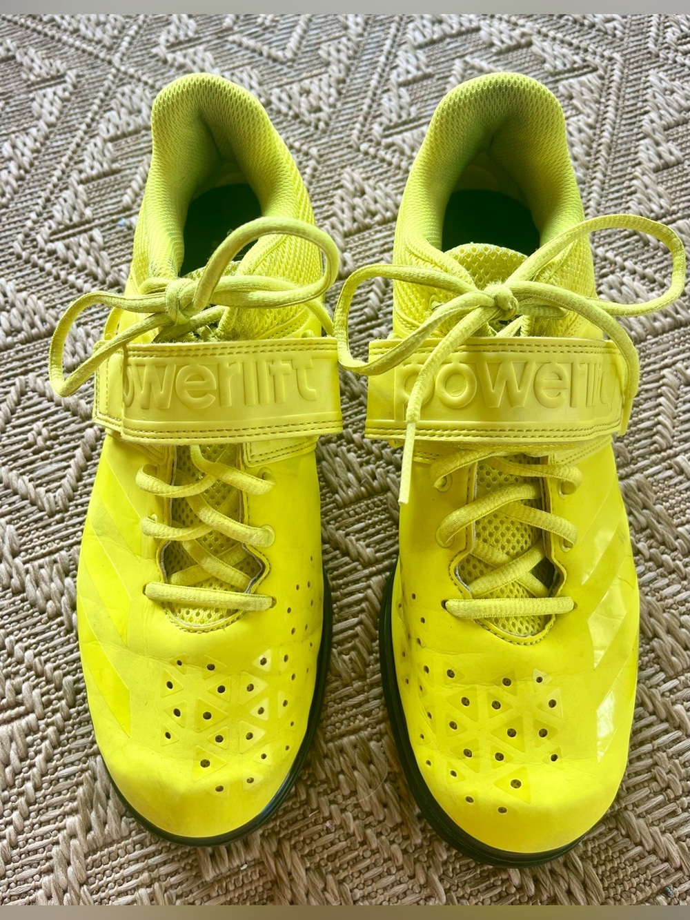 adidas Powerlift Weightlifting Shoes Men Neon Yellow Lightweight | Size 8.5